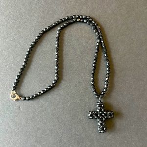 Black beaded cross necklace! Soooo Rock n Roll! ♠️🖤